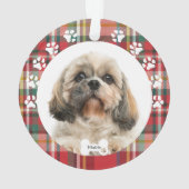 Kerst Shih Tzu Hond Dier Foto Vakantie Ornament (achterkant)