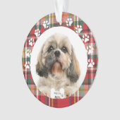 Kerst Shih Tzu Hond Dier Foto Vakantie Ornament (voorkant)