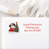 Kerst Shih Tzu Hond Etiket (Insitu)