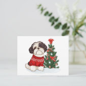 Kerst Shih Tzu Hond Feestdagenkaart (Staand voorkant)