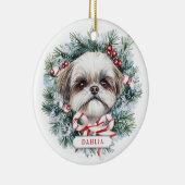 Kerst Shih Tzu Hond Keramische Cirkel Ornament (Rechts)