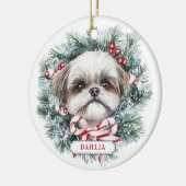 Kerst Shih Tzu Hond Keramische Cirkel Ornament (Links)