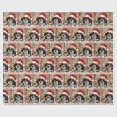 Kerst Shih Tzu-hond met kerstmuts Cadeaupapier (Vlak)