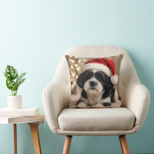 Kerst Shih Tzu-hond met kerstmuts Kussen (Stoel)