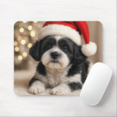 Kerst Shih Tzu-hond met kerstmuts Muismat (Met muis)