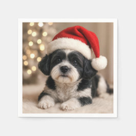 Kerst Shih Tzu-hond met kerstmuts Servet