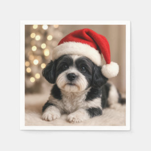 Kerst Shih Tzu-hond met kerstmuts Servet