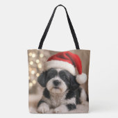 Kerst Shih Tzu-hond met kerstmuts Tote Bag (Achterkant)