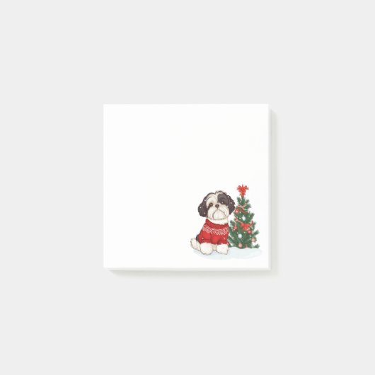 Kerst Shih Tzu Hond Post-it® Notes (Voorkant)