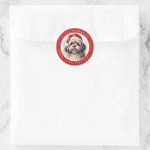 Kerst Shih Tzu Hond Ronde Stickers (Tas)