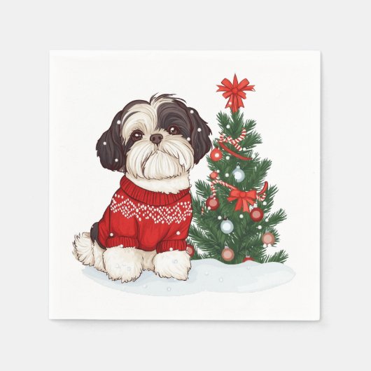 Kerst Shih Tzu Hond Servet (Voorkant)