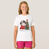 Kerst Shih Tzu Hond T-shirt (Voorkant volledig)