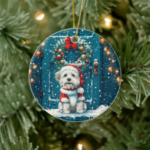 Kerst Shih Tzu Honden Keramisch Ornament