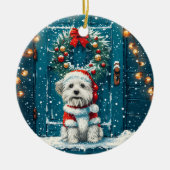 Kerst Shih Tzu Honden Keramisch Ornament (Voorkant)