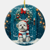Kerst Shih Tzu Honden Keramisch Ornament (Achterkant)