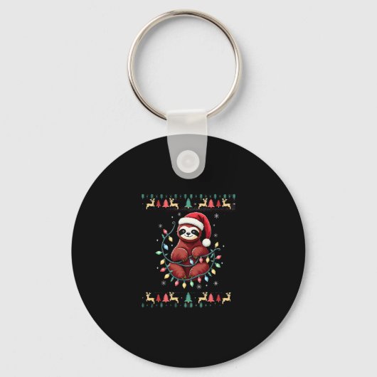 Kerst Shirt voor Sloth Lover Gift Santa Buffalo Sleutelhanger (Voorkant)
