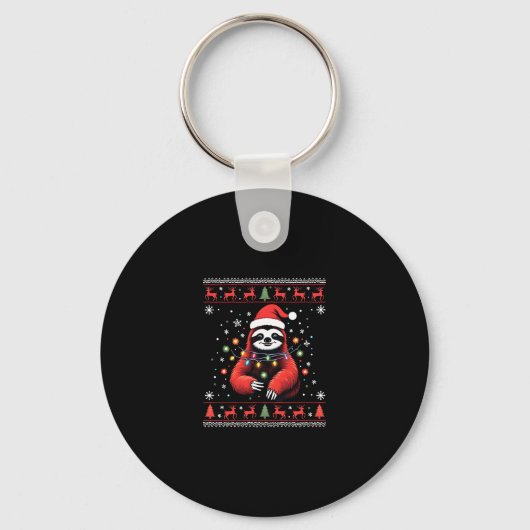 Kerst Shirt voor Sloth Lover Gift Santa Buffalo Sleutelhanger (Voorkant)