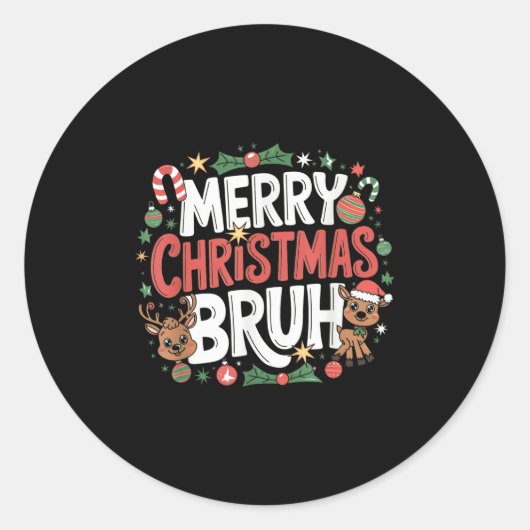 Kerst Shirten voor kinderen Jongens Vrouwen Vrolij Ronde Sticker (Voorkant)