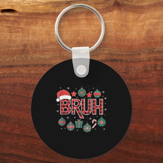 Kerst Shirten voor Vrouwen Bruh Red Plaid Buffalo Sleutelhanger (Voorkant)