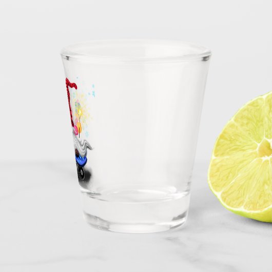 Kerst Shot Glas Skater Gnoom met geschenken (Rechts)