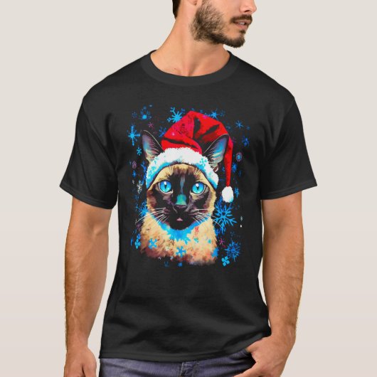 Kerst Siamees Kat T-shirt (Voorkant)