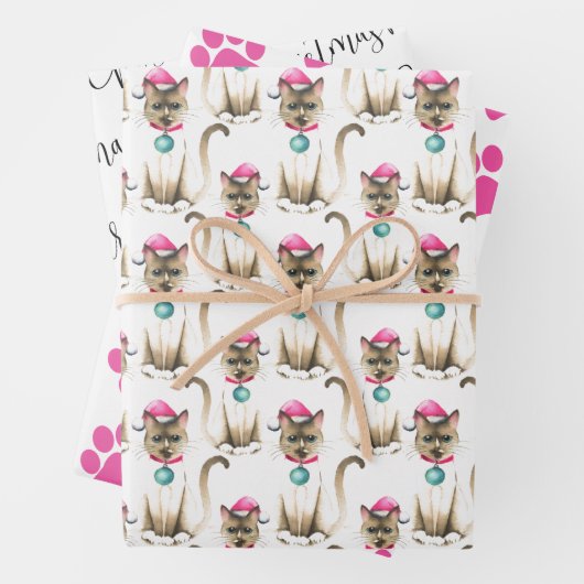 Kerst Siamese Cat Wrapping Inpakpapier Vel (In situ)