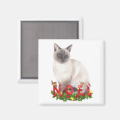 Kerst Siamese Kat Aquarel Magneet (Voorkant / Achterkant)