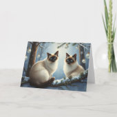 Kerst Siamese katten Groeten Kaart (Voorkant)