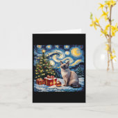 Kerst Siamese Kattenkunst Van Gogh De Sterrennacht Kaart (Gele Bloem)