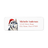 Kerst Siberische Husky Dog Retour Adreslabels Etiket (Voorkant)