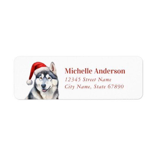 Kerst Siberische Husky Dog Retour Adreslabels Etiket (Voorkant)