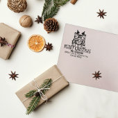 Kerst Siberische Kat Retouradres Rubberstempel