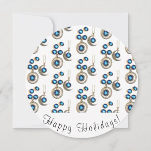 Kerst sieraden Boom blauw zwart helder Maan  Feestdagenkaart