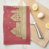 Kerst silhouet huizen | Aangepast onroerend goed Theedoek (Quarter Fold)