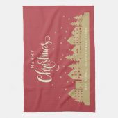 Kerst silhouet huizen | Aangepast onroerend goed Theedoek (Verticaal)