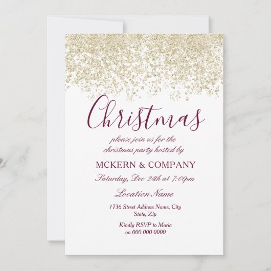 Kerst Silver Glitter Burgundy Kaart (Voorkant)