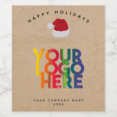 Kerst Simpel Zakelijk Logo Santa Hoed Kraft Wijn Etiket (Enkel label)