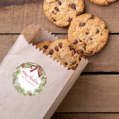 Kerst Simple Red Holly Berries Pine Wreate Ronde Sticker