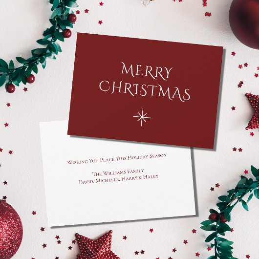 Kerst Simple Snowflake Elegant Red Feestdagenkaart