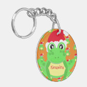 Kerst Sinaasappel Frog Santa Hat Pattern Novelty Sleutelhanger (Voorkant Links)