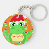 Kerst Sinaasappel Frog Santa Hat Pattern Novelty Sleutelhanger (Achterkant)