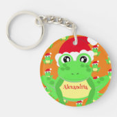 Kerst Sinaasappel Frog Santa Hat Pattern Novelty Sleutelhanger (Voorkant)