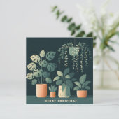 Kerst Sinaasappel Groen Potted Planten Feestdagenkaart (Staand voorkant)