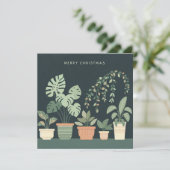 Kerst Sinaasappel Groen Potted Planten Feestdagenkaart (Staand voorkant)