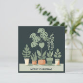 Kerst Sinaasappel Groen Potted Planten Feestdagenkaart (Staand voorkant)