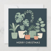 Kerst Sinaasappel Groene Potted Planten Feestdagenkaart (Voorkant)