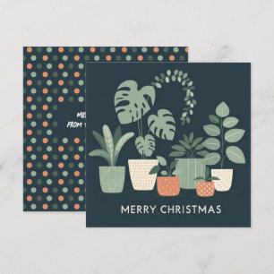 Kerst Sinaasappel Groene Potted Planten Feestdagenkaart