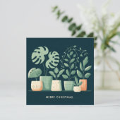 Kerst Sinaasappel Groene Potted Planten Feestdagenkaart (Staand voorkant)