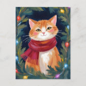 Kerst Sinaasappel Kat Feestelijke Huisdier Feestdagenkaart (Voorkant)