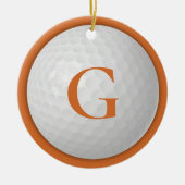 Kerst Sinaasappel Monogram Golfbal Keramisch Ornament (Voorkant)